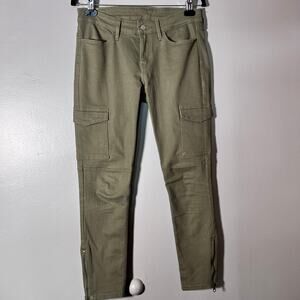 Levis Cargo Skinny Pants 28 Olive Green Stretch Zip Hem Utility Style Women’s